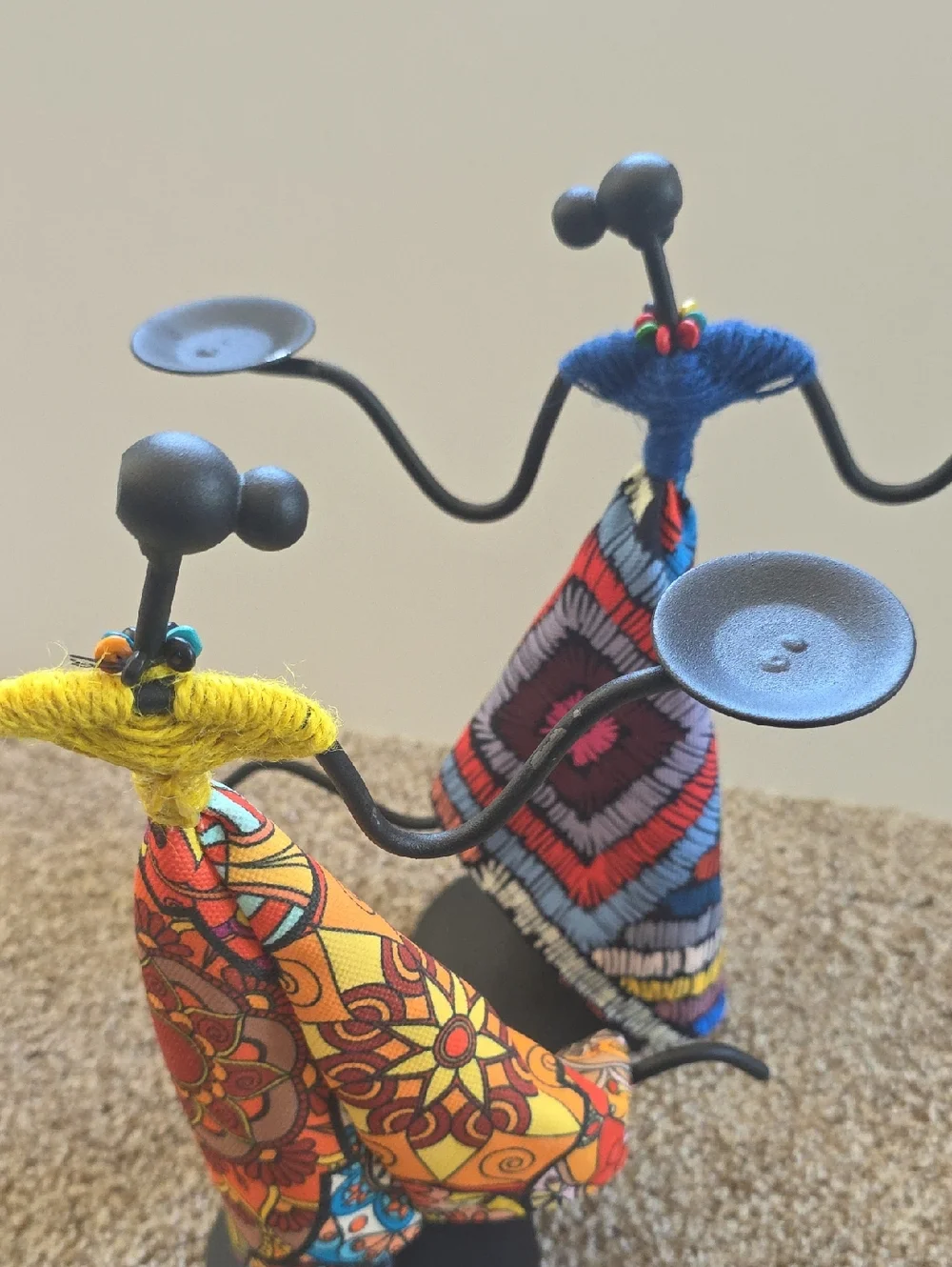 Metal Candle Holders - African Girl Stylish Tea Light Holders -  Set Of   2